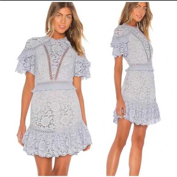 Saylor Julep lace dress blue mini ruffle - Picture 4 of 4